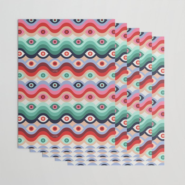 Psychedelic Eye Melt - Mint & Pink Wrapping Paper Gallery Image 3