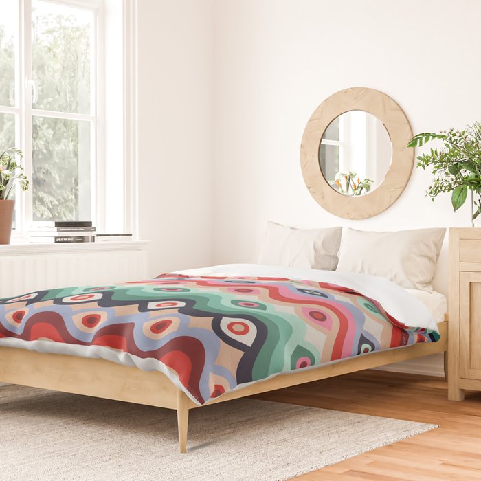 Psychedelic Eye Melt - Mint & Pink Duvet Cover Gallery Image 2