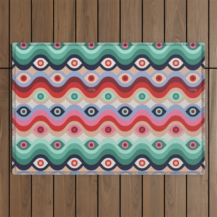 Psychedelic Eye Melt - Mint & Pink Outdoor Rug Gallery Image 1