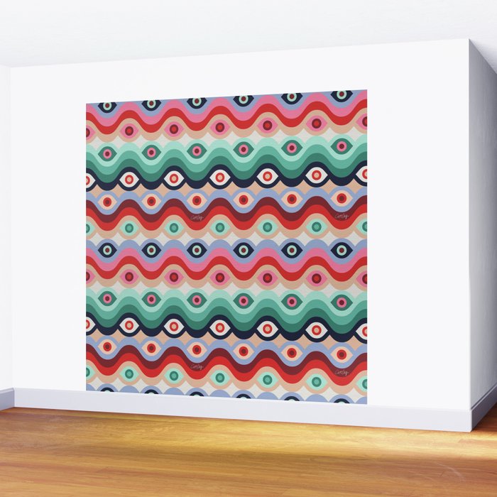 Psychedelic Eye Melt - Mint & Pink Wall Mural Gallery Image 2