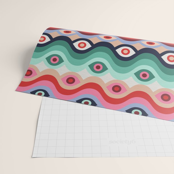Psychedelic Eye Melt - Mint & Pink Wrapping Paper Gallery Image 2
