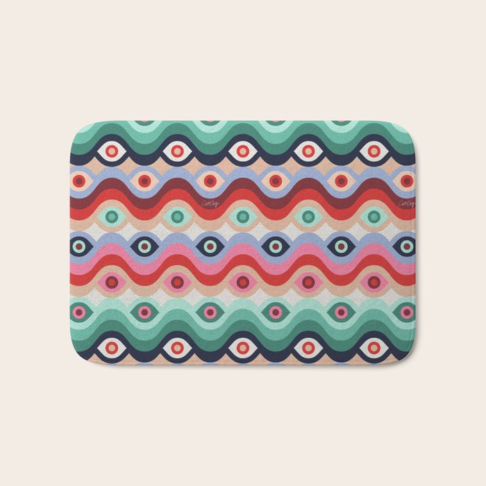 Psychedelic Eye Melt - Mint & Pink Bath Mat Gallery Image 1