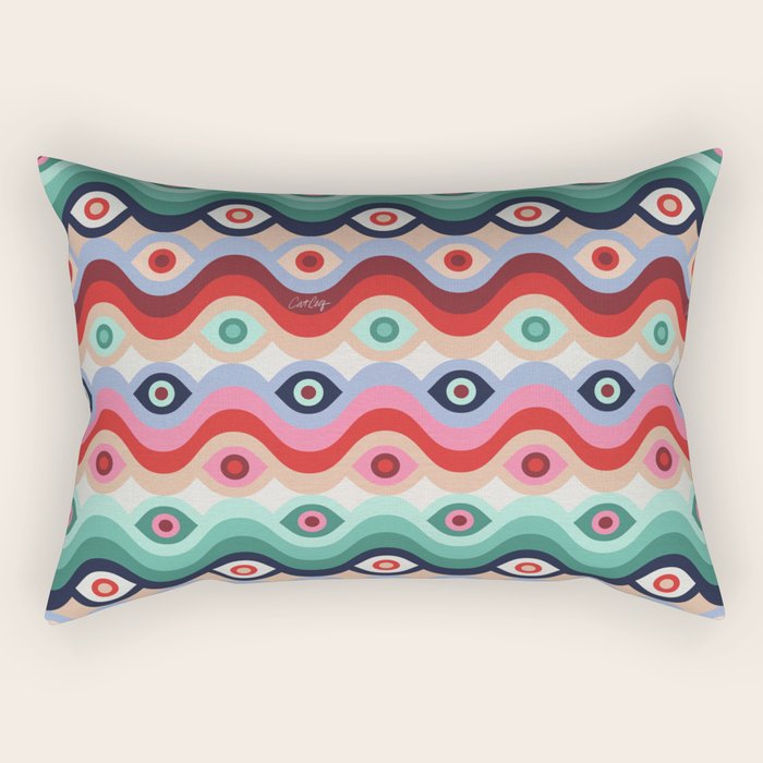 Psychedelic Eye Melt - Mint & Pink Rectangular Pillow Gallery Image 1
