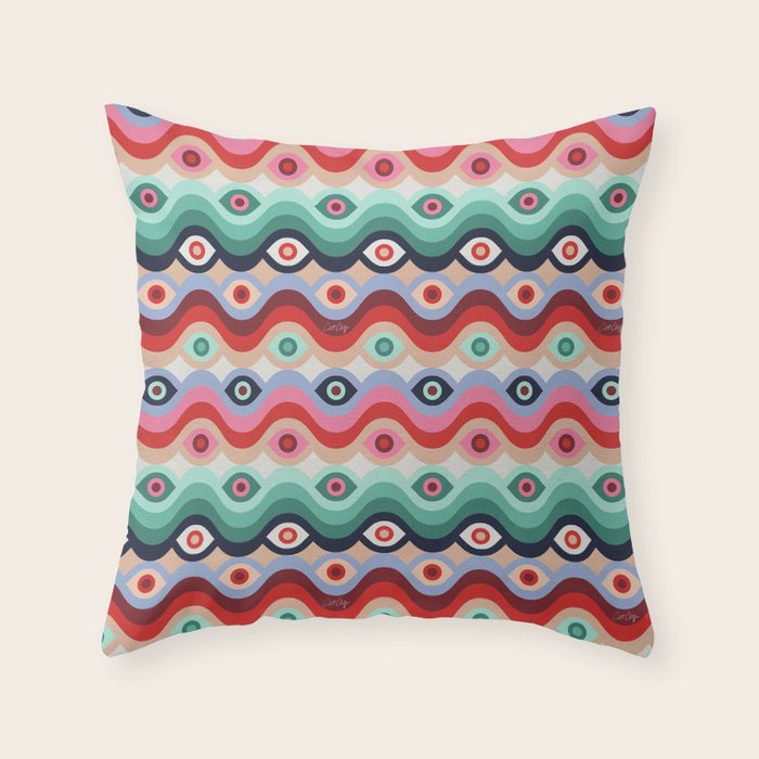 Psychedelic Eye Melt - Mint & Pink Throw Pillow Gallery Image 6