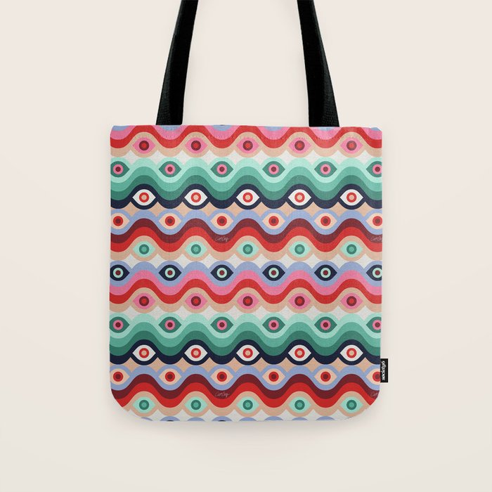 Psychedelic Eye Melt - Mint & Pink Tote Bag Gallery Image 1