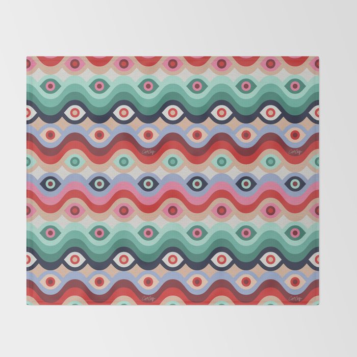 Psychedelic Eye Melt - Mint & Pink Throw Blanket Gallery Image 2