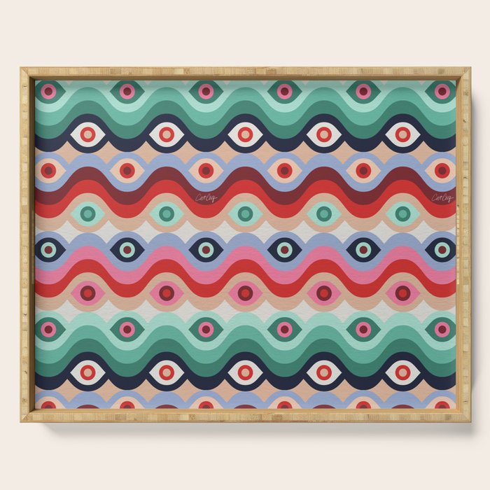 Psychedelic Eye Melt - Mint & Pink Serving Tray Gallery Image 1