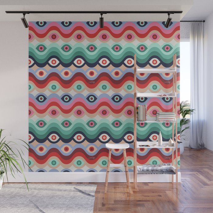 Psychedelic Eye Melt - Mint & Pink Wall Mural Gallery Image 1
