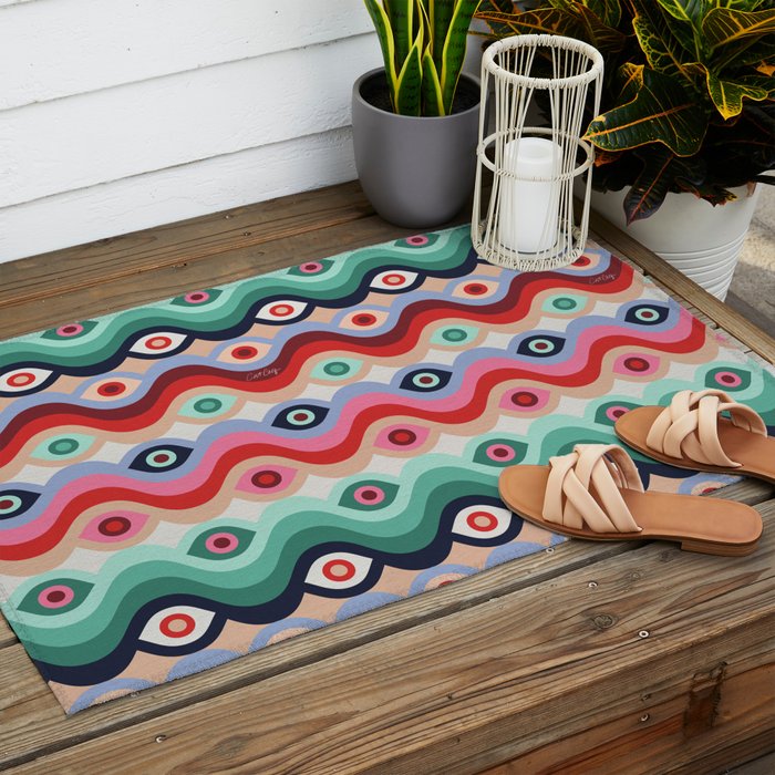 Psychedelic Eye Melt - Mint & Pink Outdoor Rug Gallery Image 2
