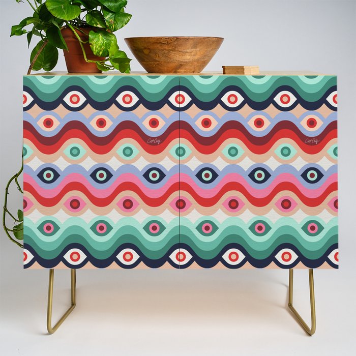 Psychedelic Eye Melt - Mint & Pink Credenza Gallery Image 1