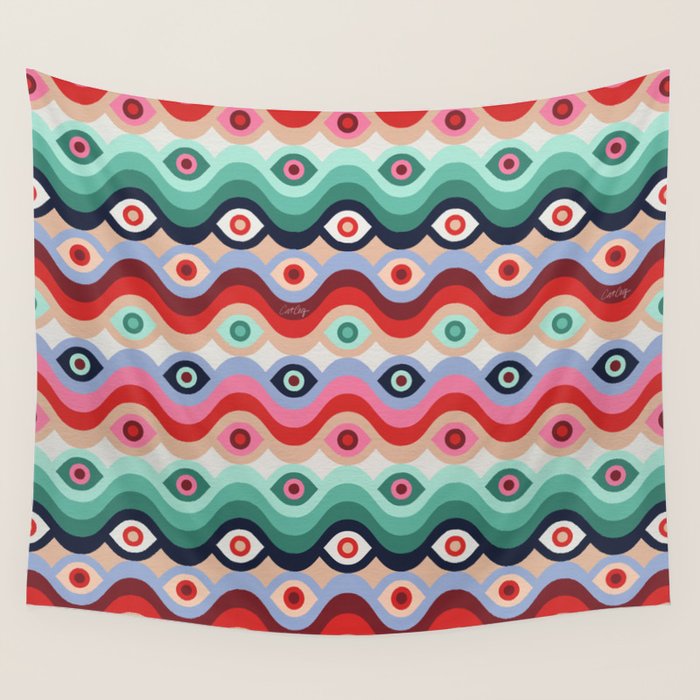 Psychedelic Eye Melt - Mint & Pink Wall Tapestry Gallery Image 4