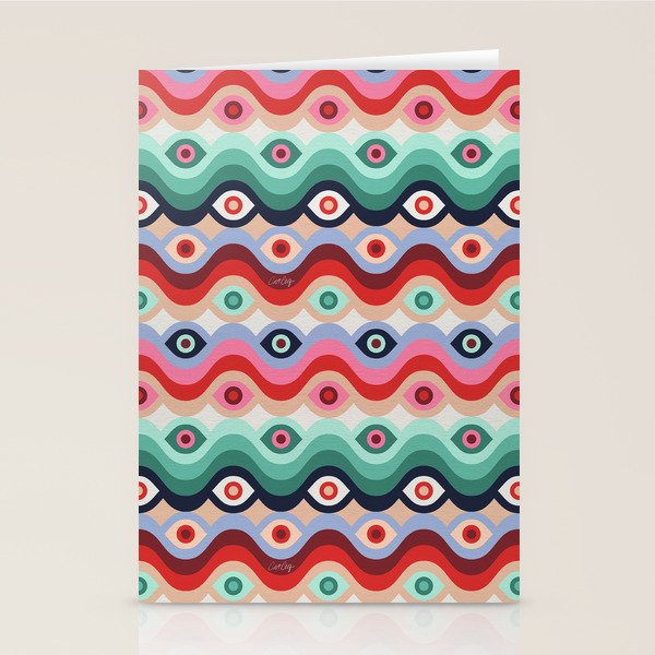 Psychedelic Eye Melt - Mint & Pink Stationery Card Gallery Image 1