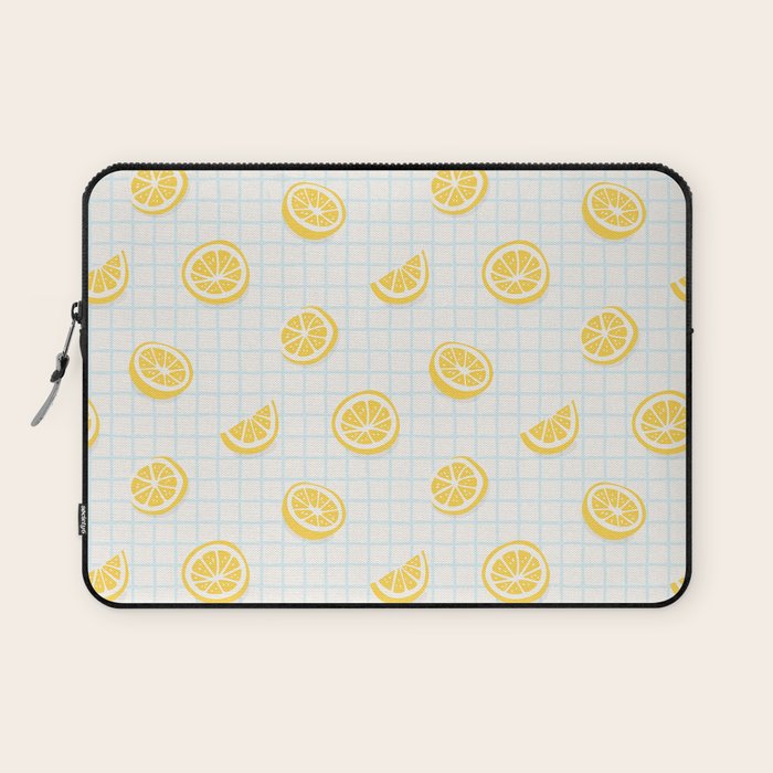 Retro lemon fruit slice cartoon pattern Laptop Sleeve Gallery Image 1