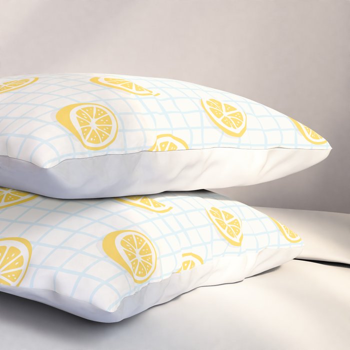 Retro lemon fruit slice cartoon pattern Pillow Sham Gallery Image 3