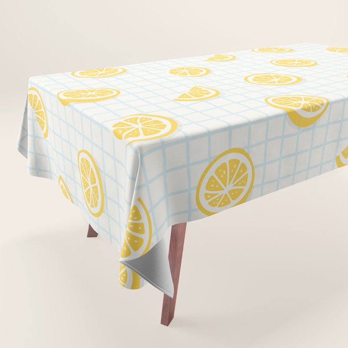 Retro lemon fruit slice cartoon pattern Tablecloth Gallery Image 1
