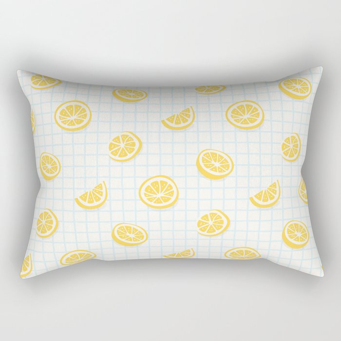 Retro lemon fruit slice cartoon pattern Rectangular Pillow Gallery Image 2