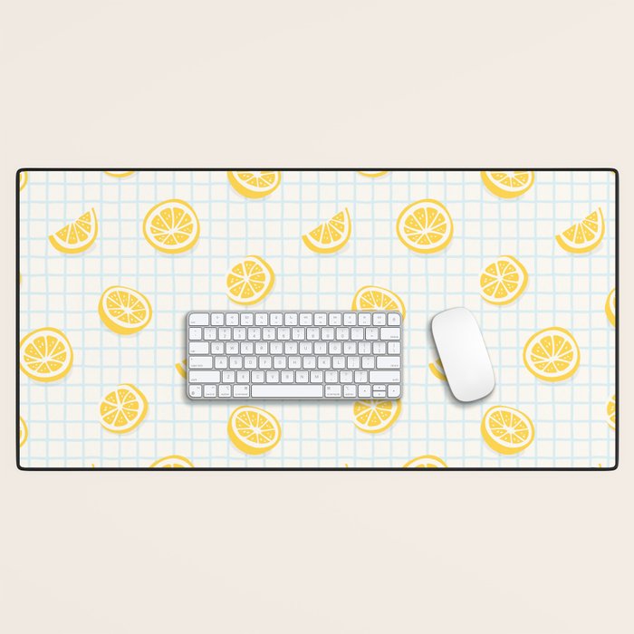 Retro lemon fruit slice cartoon pattern Desk Mat Gallery Image 1