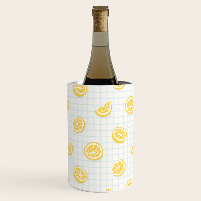Retro lemon fruit slice cartoon pattern Wine Chiller Gallery Image 1