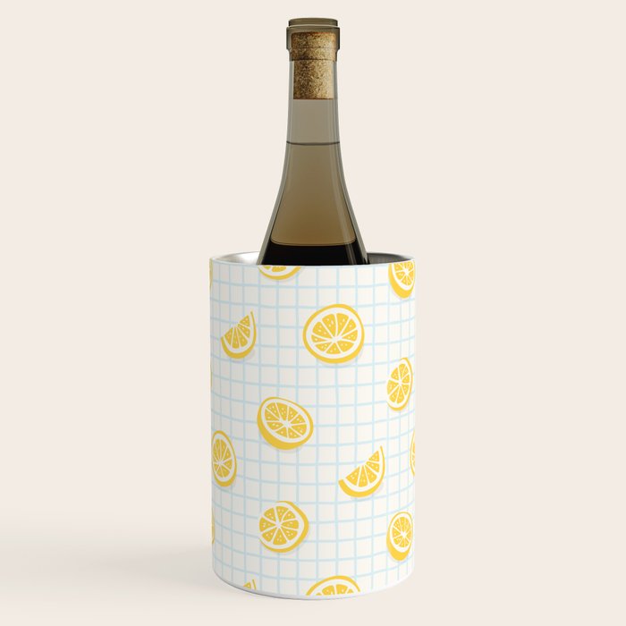Retro lemon fruit slice cartoon pattern Wine Chiller Gallery Image 2