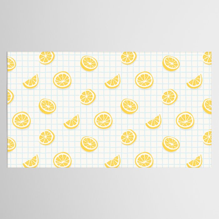 Retro lemon fruit slice cartoon pattern Tablecloth Gallery Image 2