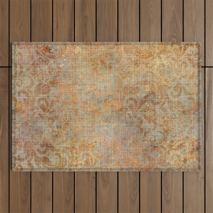 Aged Damask Texture 10 Outdoor Rug Gallery Image 1