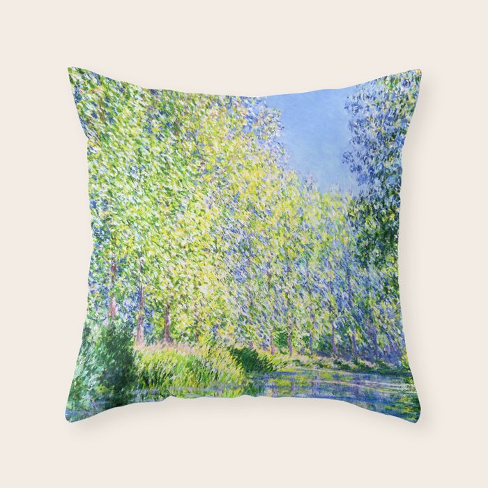 Monet: Bend in the River Epte Throw Pillow Gallery Image 1