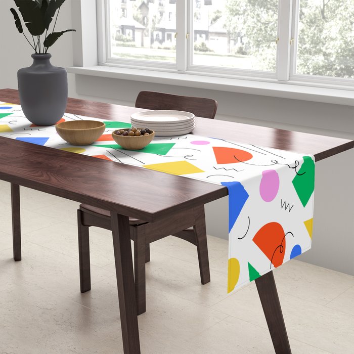Colorful abstract geometric shape art pattern Table Runner Gallery Image 2