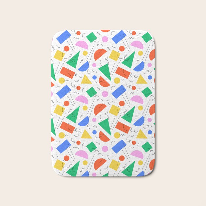 Colorful abstract geometric shape art pattern Bath Mat Gallery Image 1