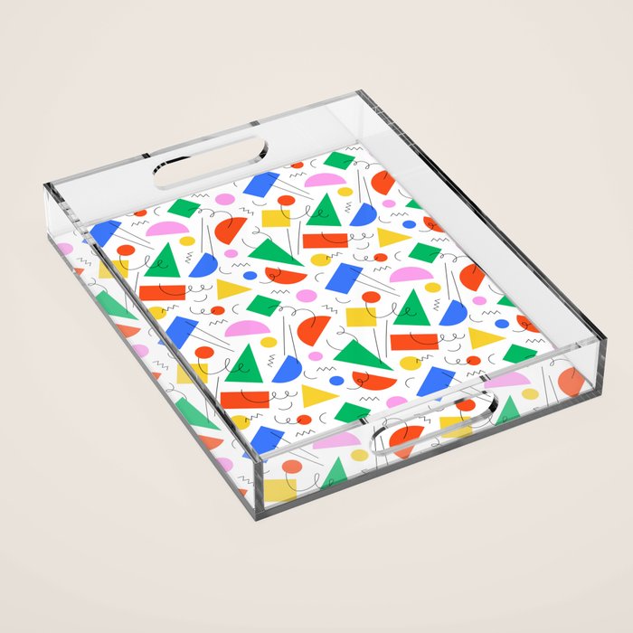 Colorful abstract geometric shape art pattern Acrylic Tray Gallery Image 1