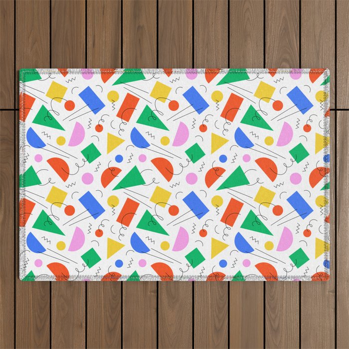 Colorful abstract geometric shape art pattern Outdoor Rug Gallery Image 1