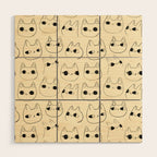 Cute Kawaii Cat Face Doodle Sketch Drawings Wood Wall Art Gallery Image 1