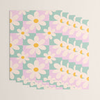 Daisy checkered pattern - Lilac and turquoise  Wrapping Paper Gallery Image 3