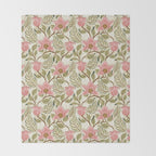 Spring Garden Flowers - Pink and Green Throw Blanket Gallery Image 2
