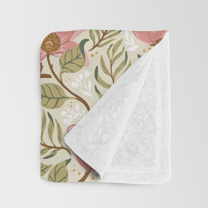 Spring Garden Flowers - Pink and Green Throw Blanket Gallery Image 3