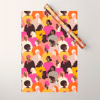 Female diverse faces pink Wrapping Paper Gallery Image 1