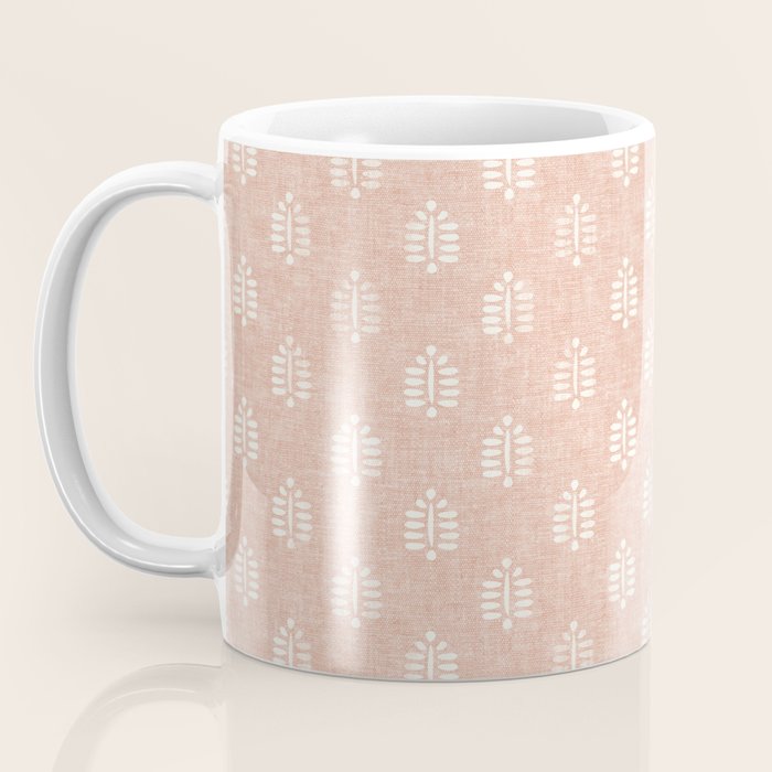 block print palms on blush Coffee Mug Gallery Image 3