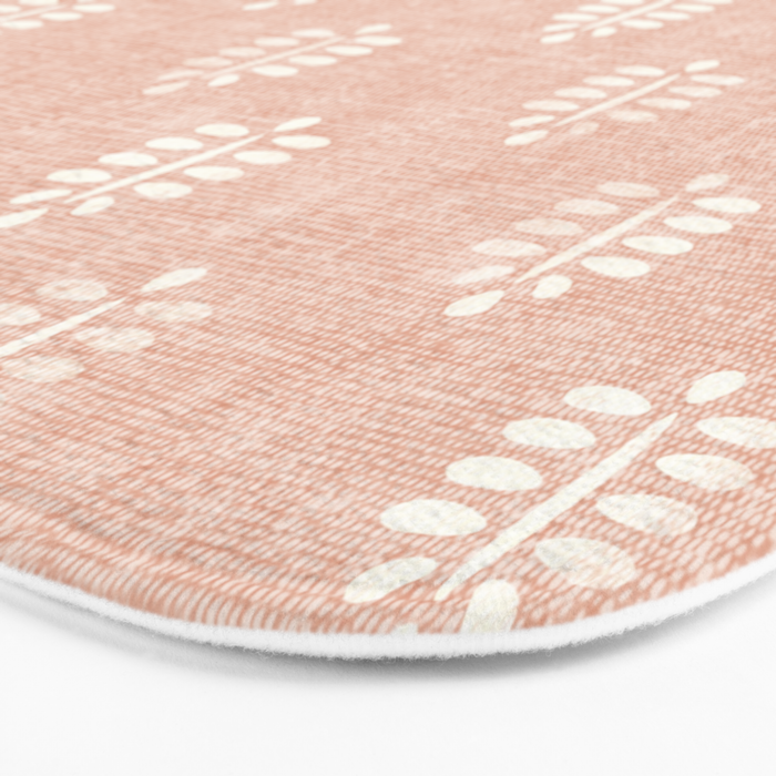 block print palms on blush Bath Mat Gallery Image 3