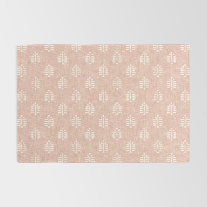 block print palms on blush Rug Gallery Image 2