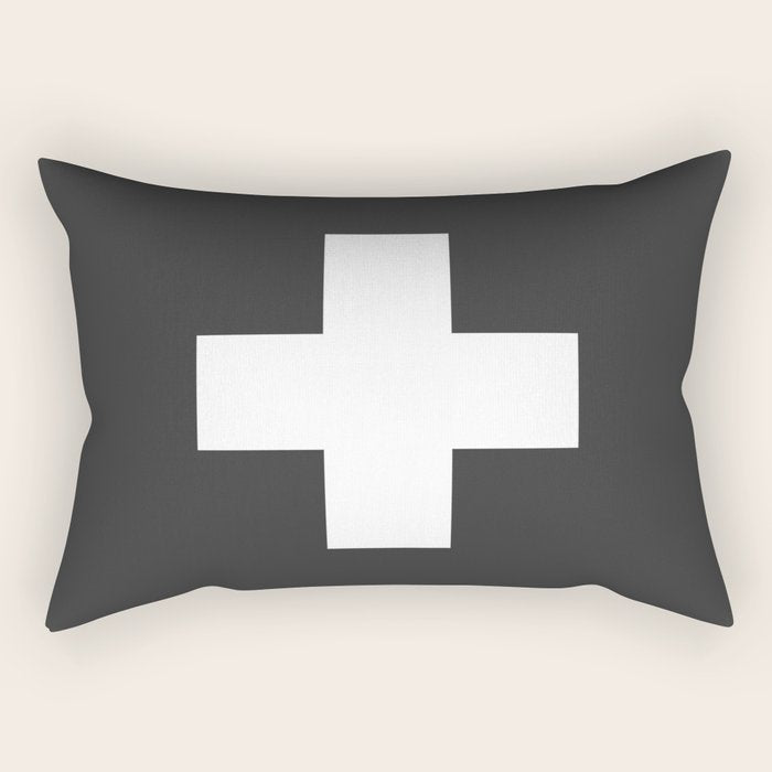 Swiss Cross Charcoal Rectangular Pillow Gallery Image 2