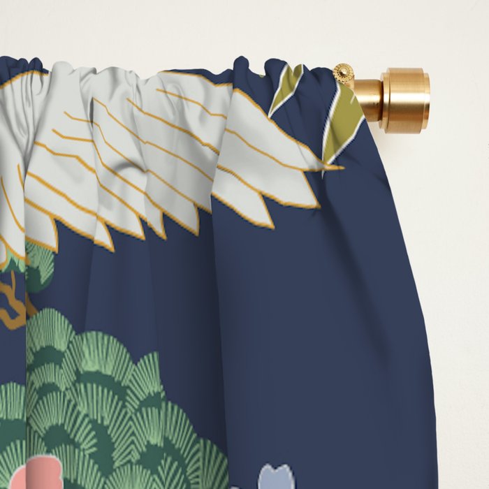 Japanese Crane Tropical Exotic Flower Pattern Window Curtain Gallery Image 2