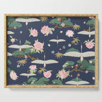 Japanese Crane Tropical Exotic Flower Pattern Serving Tray Gallery Image 1
