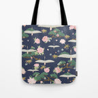 Japanese Crane Tropical Exotic Flower Pattern Tote Bag Gallery Image 1