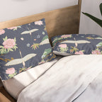 Japanese Crane Tropical Exotic Flower Pattern Pillow Sham Gallery Image 2