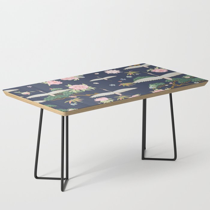 Japanese Crane Tropical Exotic Flower Pattern Coffee Table Gallery Image 1