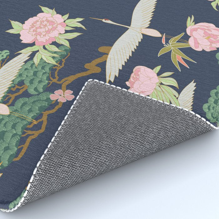 Japanese Crane Tropical Exotic Flower Pattern Rug Gallery Image 4