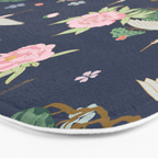 Japanese Crane Tropical Exotic Flower Pattern Bath Mat Gallery Image 3