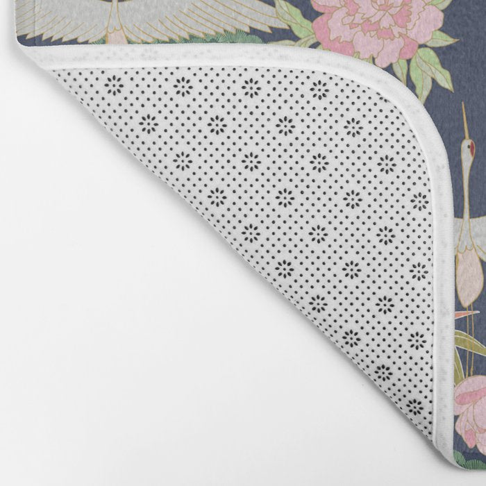 Japanese Crane Tropical Exotic Flower Pattern Bath Mat Gallery Image 2