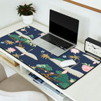 Japanese Crane Tropical Exotic Flower Pattern Desk Mat Gallery Image 2