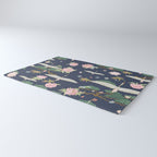 Japanese Crane Tropical Exotic Flower Pattern Rug Gallery Image 3