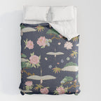 Japanese Crane Tropical Exotic Flower Pattern Comforter Gallery Image 6